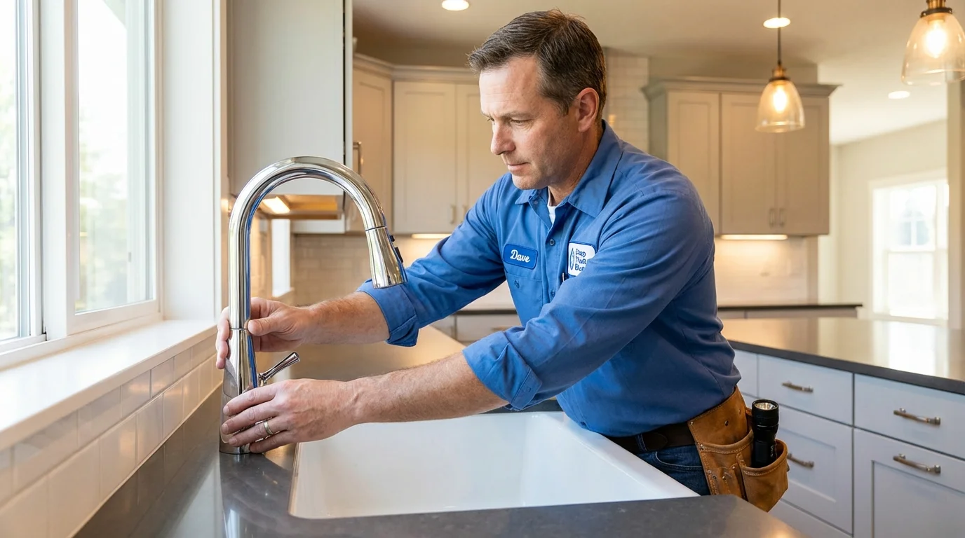 Kitchen faucet installation by Johns Plumbing LLC in Plainview